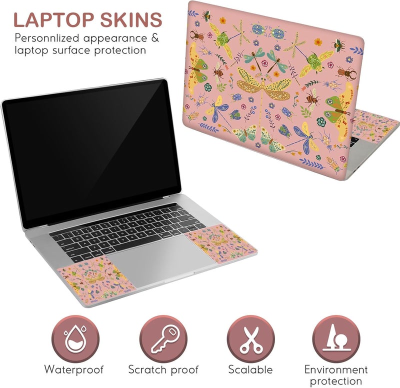 DINKY Laptop Skin Sticker Decal 15.6" 15.4" 12" 13" 13.3" 14" 15 inch Laptop Universal Vinyl Skin Stickers Cover Art Decal Notebook PC Personalized Protector, Pink Dragonfly - Image 4